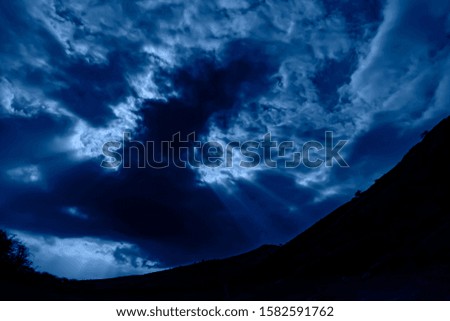 Abstract blue background. Dark sky as color of the year. Concept of color year.