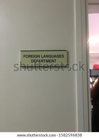 sign written Foreign Languages Department on 