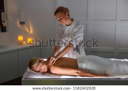 Wellness and spa concept with candles stock photot
