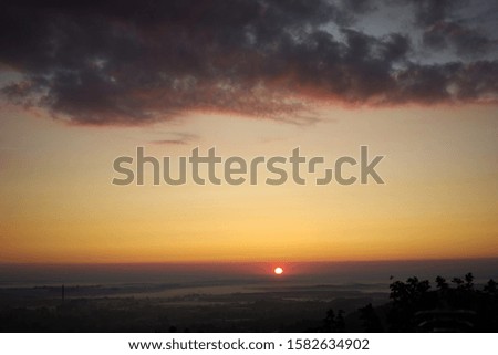 sunrise in orange colours sity view