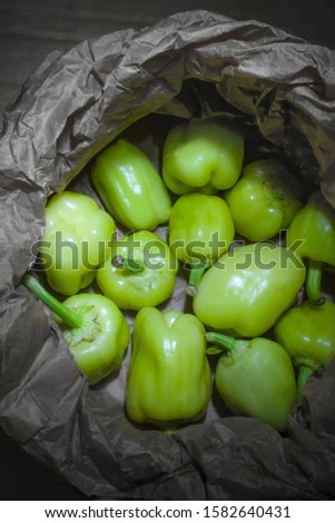 organic homemade small peppers in a renewable paper bag