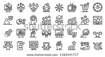 Reputation icons set. Outline set of reputation vector icons for web design isolated on white background Royalty-Free Stock Photo #1582641757