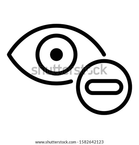 Eye minus icon. Outline eye minus vector icon for web design isolated on white background