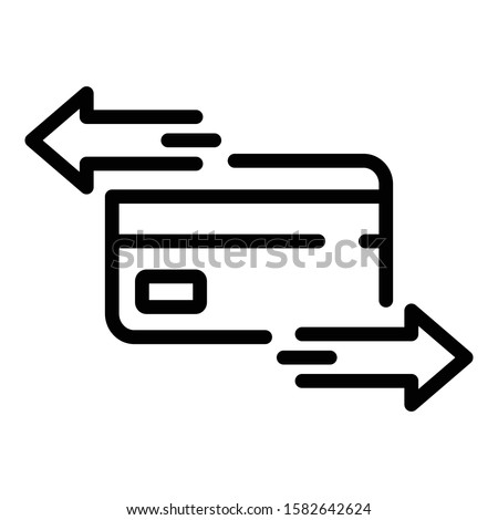 Credit card and arrows icon. Outline credit card and arrows vector icon for web design isolated on white background