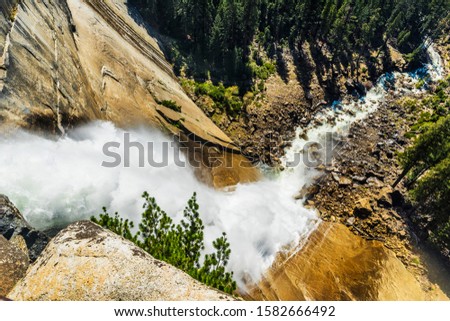 Beautiful Nevada Falls from above. Waterfall is located on Merced river. Yosemite National Park, California, USA