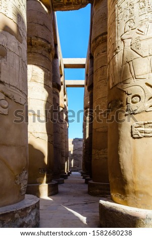 Columns in great hypostyle hall of Karnak temple