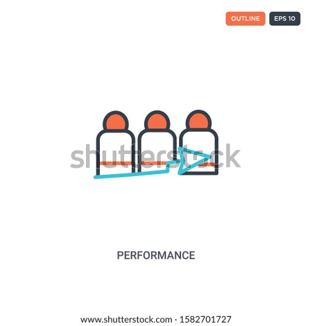 2 color performance concept line vector icon. isolated two colored performance outline icon with blue and red colors can be use for web, mobile. Stroke line eps 10.