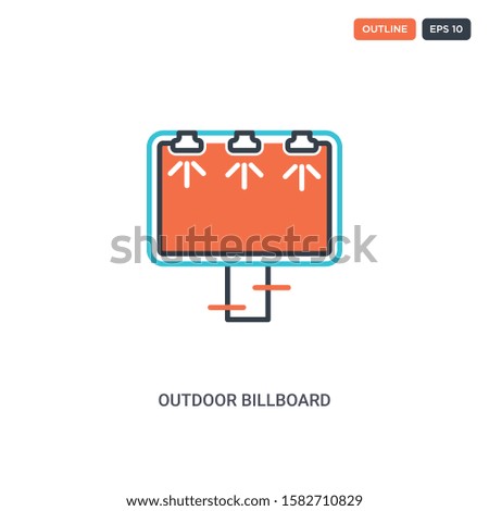 2 color outdoor billboard concept line vector icon. isolated two colored outdoor billboard outline icon with blue and red colors can be use for web, mobile. Stroke line eps 10.