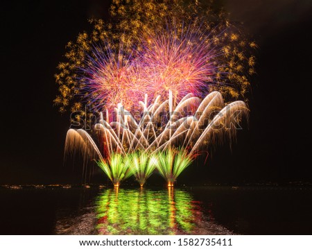 colorful fireworks on a lake