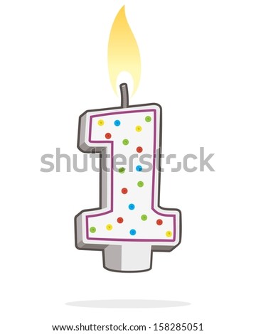 number one shaped lit birthday candle