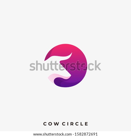 Cow Circle Illustration Vector Template. Suitable for Creative Industry, Multimedia, entertainment, Educations, Shop, and any related business