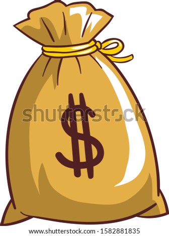 Dollar sign printed Cartoon clip art. Money bag close with a tie vector. graphic designs silhouette.