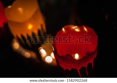 "Noche de velitas" Candles Night tradition that starts the christmas season by lighting candles and fireworks.
