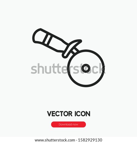 Pizza cutter icon vector. Pizza cutter symbol. Linear style sign for mobile concept and web design. Pizza cutter  symbol illustration. Pixel vector graphics - Vector.