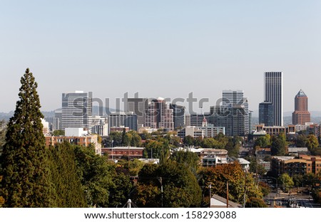 A view of the skyline of Portland, Oregon.