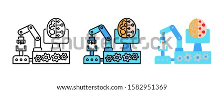 Artificial Intelligence or ai icon set isolated on white background for web design