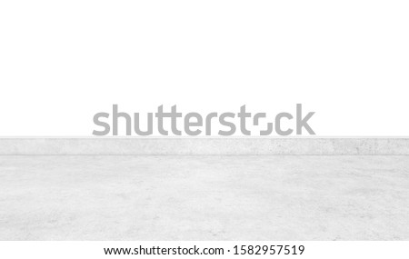 perspective deck concrete floor or cement shelf table isolated on white backgrounds , for interior and website web page or for display products