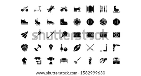 Icon collection of Sport and Games in glyph style. vector illustration and editable stroke. Isolated on white background.