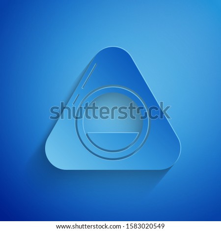 Paper cut Pet bed icon isolated on blue background. Paper art style. Vector Illustration