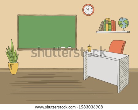 Classroom graphic color interior sketch illustration vector