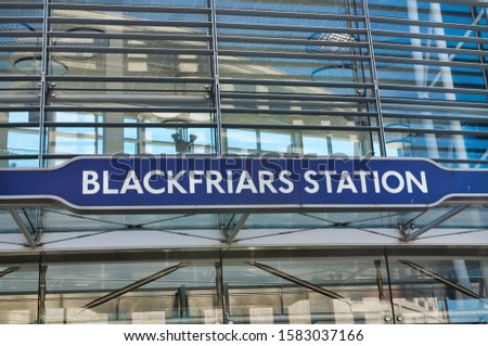 Blackfriars Subway Station entrance sign in London.