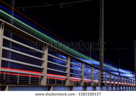 Light of the modern tram at night in Bordeaux, France