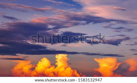 colorful of sky with clouds in the evening. the blue sky view from the airplane.