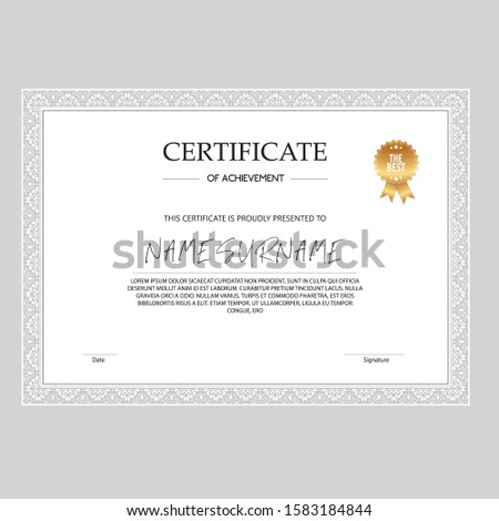 classic achievement certificate vector template