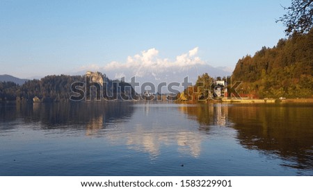 Scenic picture of the beautiful lake of Bled located in the city of Bled in Slovenia