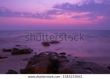 Peaceful view of early morning with long exposure photo of Kuwait beach