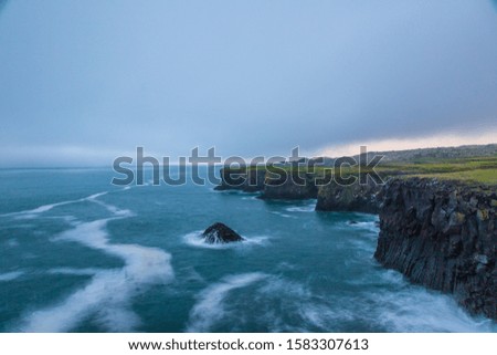 Long exposure picture of rough coastline in Anarstapi on Iceland in summer