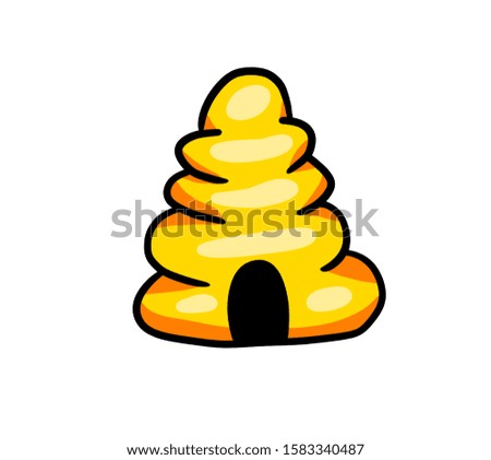 Digital illustration of a cartoon beehive