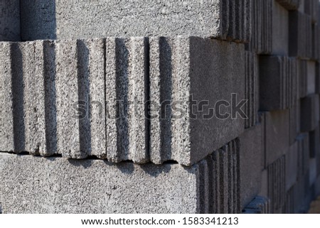 Stack of concrete blocks in construction area