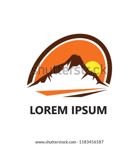 illustration of a mountain with clouds, a mountain explorer logo, a logo for rock and mountain climbing, a hiking logo.