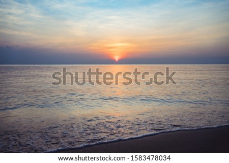 Sunset on summer beach with copy space. Minimal concept. pastel tones.