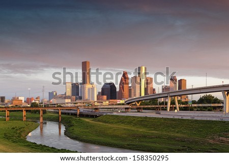 Golden Hour Light kissing Downtown Houston