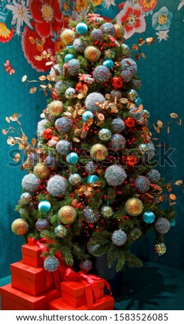 Christmas tree with red gifts