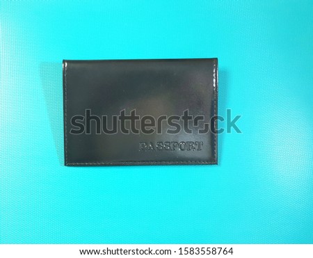 Black passport cover. Leather passport cover. passport. Background image