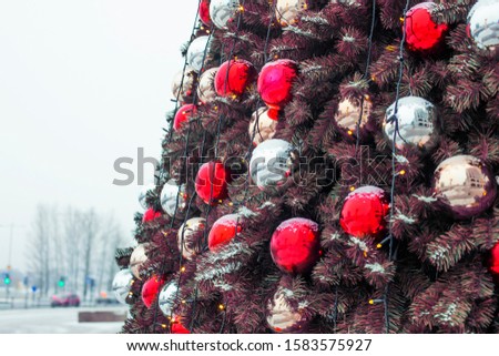 christmas tree background with christmas decorations