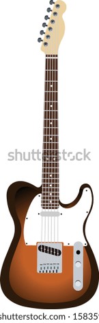 Electric guitar flat vector illustration. Rock music instrument