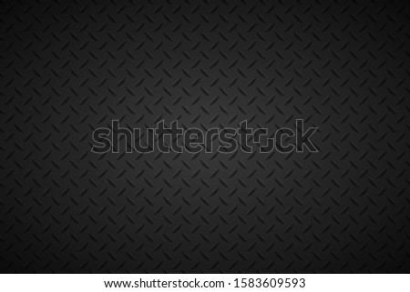Black metal plate texture, stainless steel background with gradient, modern vector illustration