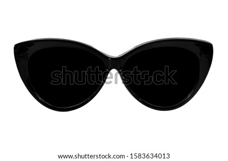 Black women sunglasses close up isolated on white background Glasses front view. Royalty-Free Stock Photo #1583634013