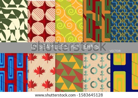 Geometric 3D tileable texture with fold and realistic shadow. Collection of seamless patterns. Set of retro backgrounds and wallpapers. Properly grouped and layered drag and drop to the swatch pallet.