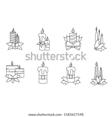 Set of christmas ornaments with candles - Vector illustration design