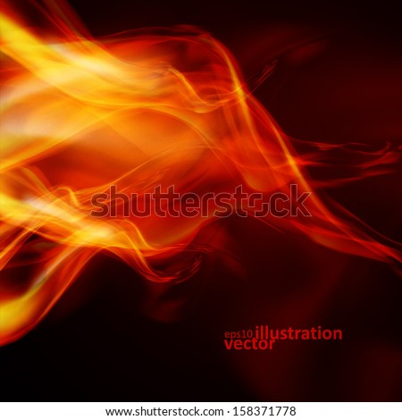 Abstract fire flames on a black background. Colorful vector illustration eps10