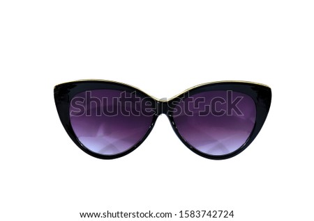Blue women sunglasses close up isolated on white background Glasses front view. Royalty-Free Stock Photo #1583742724