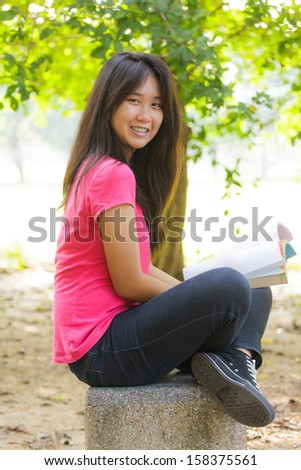 Asian schoolgirl in outdoor