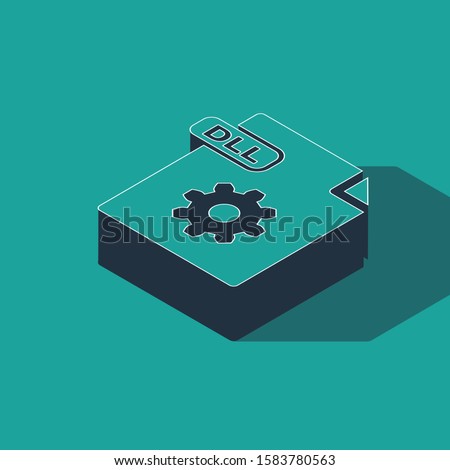Isometric DLL file document. Download dll button icon isolated on green background. DLL file symbol.  Vector Illustration