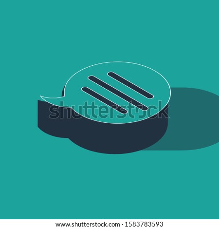 Isometric Speech bubble chat icon isolated on green background. Message icon. Communication or comment chat symbol.  Vector Illustration