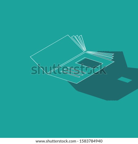 Isometric Open book icon isolated on green background.  Vector Illustration